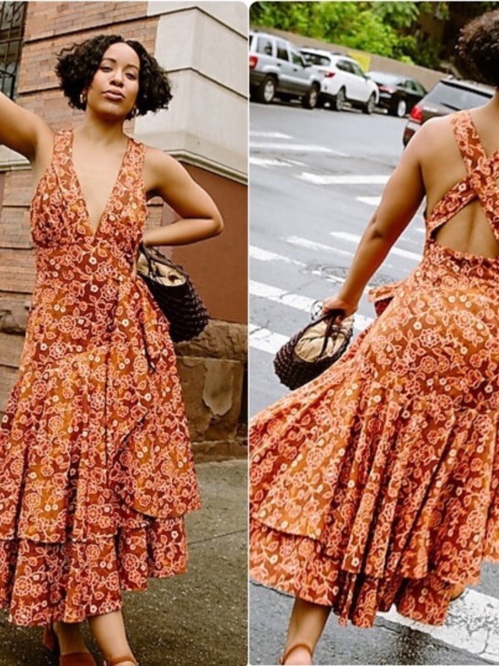 J.Crew Collection Cross-Back Ruffle Hem Dress in Vintage Vines New Size 24